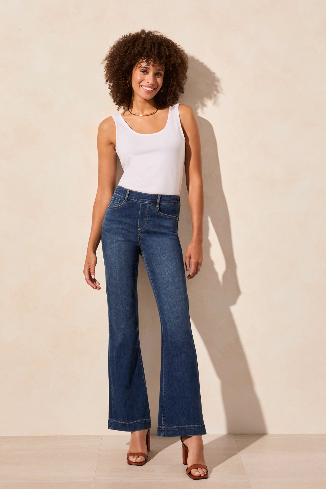 Tribal | Audrey Pull-On Flare Jeans with 5 Pockets