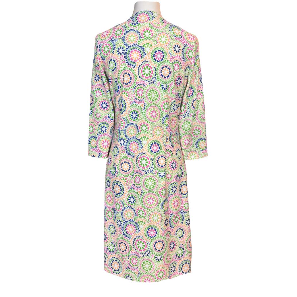 Katherine Way | Brisbane V-Neck Dress in Sussudio Green/Multi