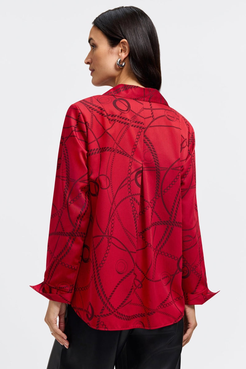 Foxcroft | Agnes Chain Stripe Jacquard Long Sleeve Popover Shirt