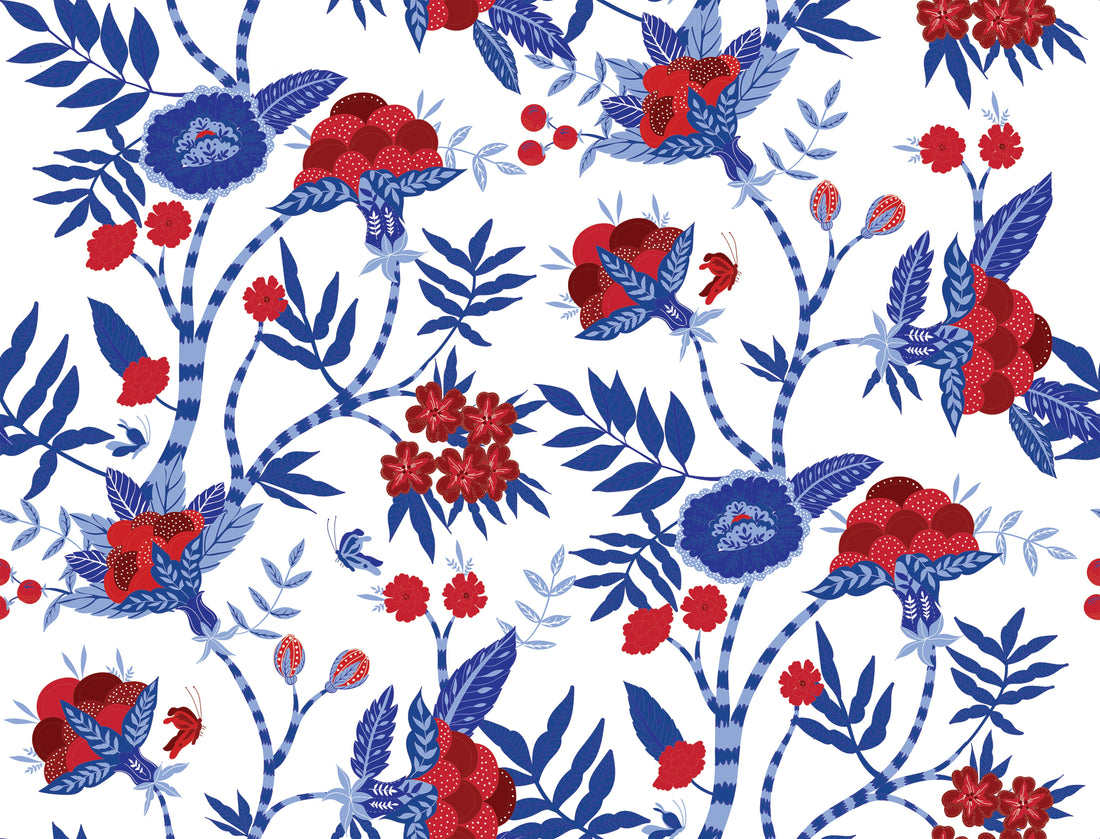 Hyannis Tee Shirt Dress in Butterfly Bush Red White Blue