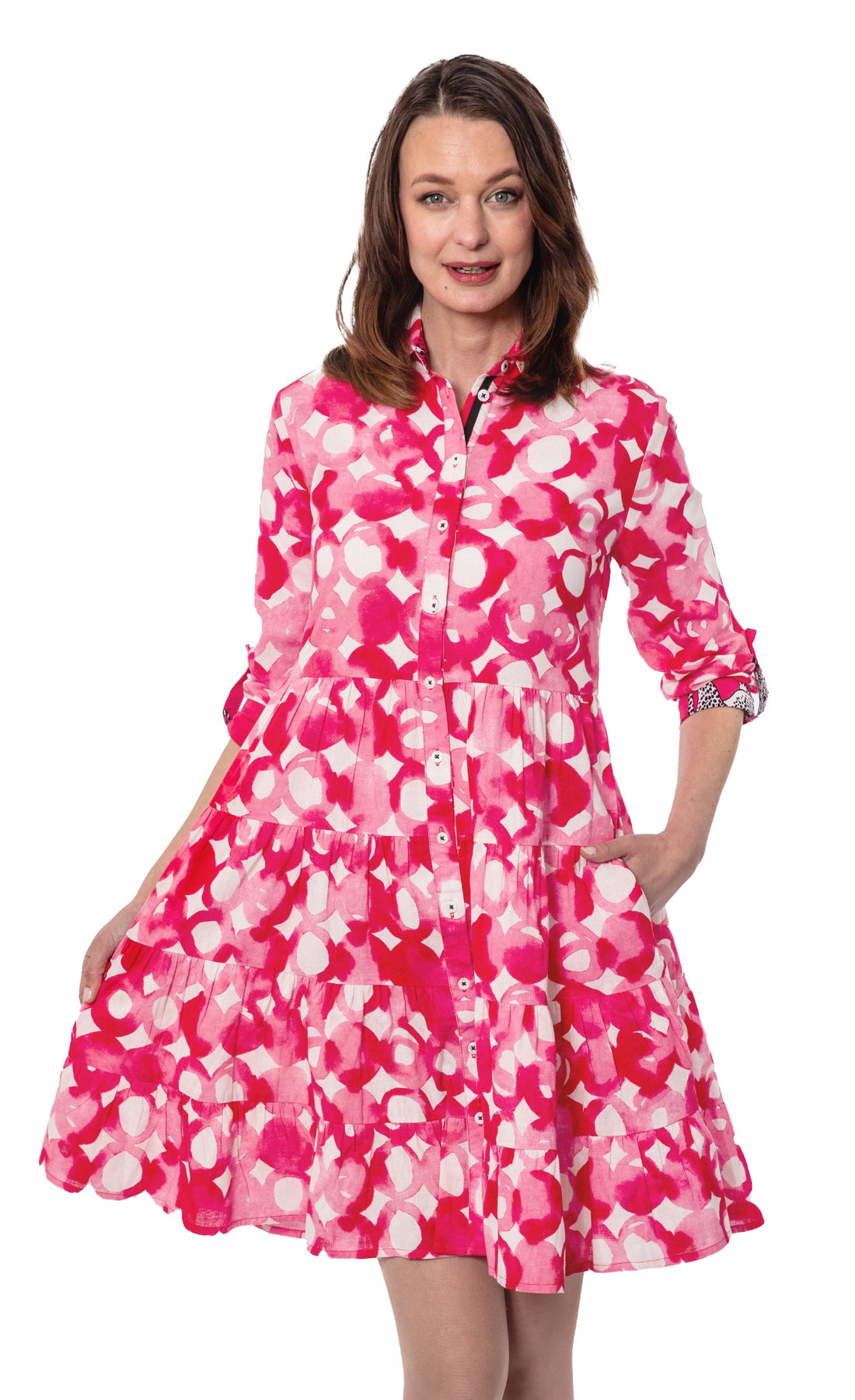 Delray Dress Pink Watercolor Print