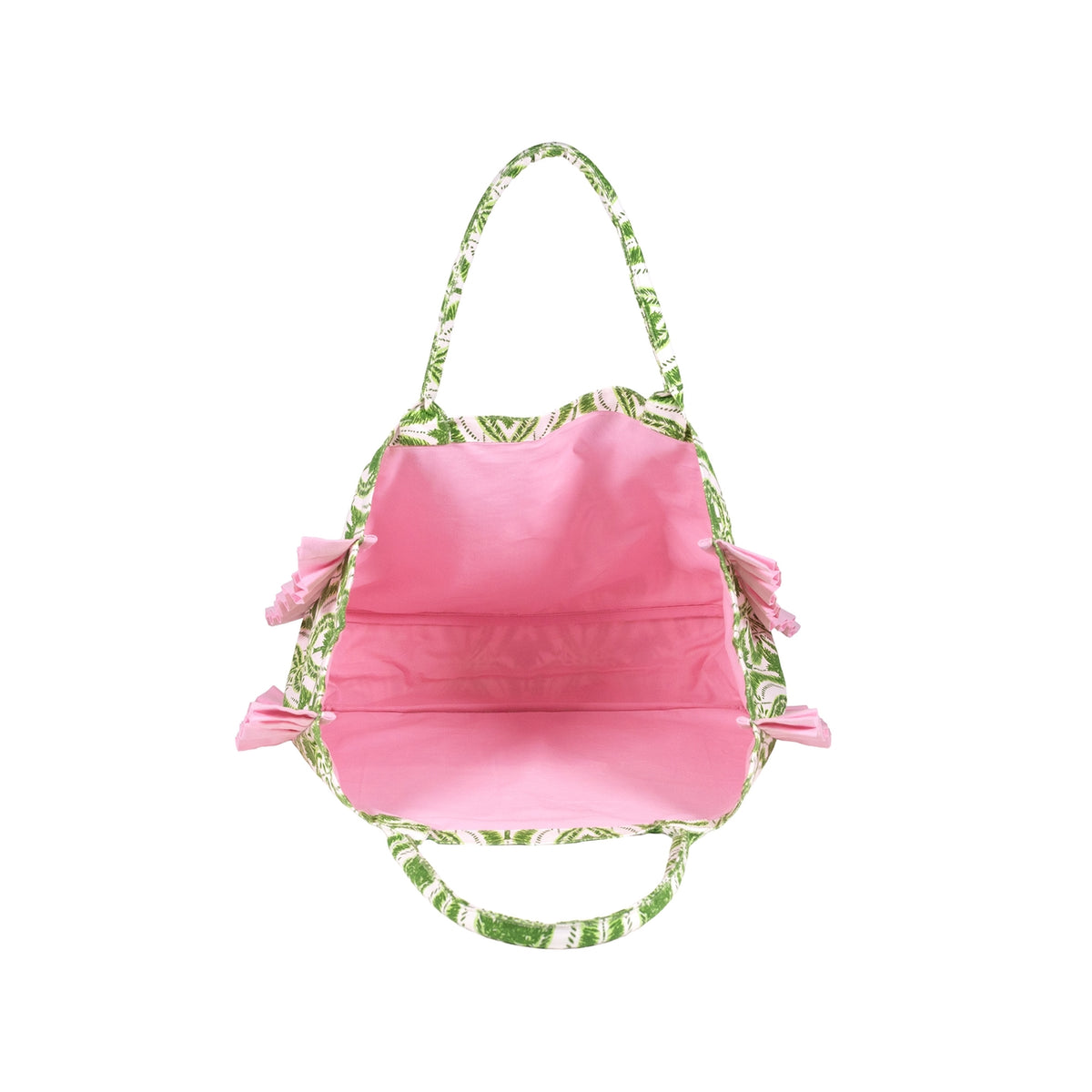 Ruffle Tote, Textured Palm Stripe