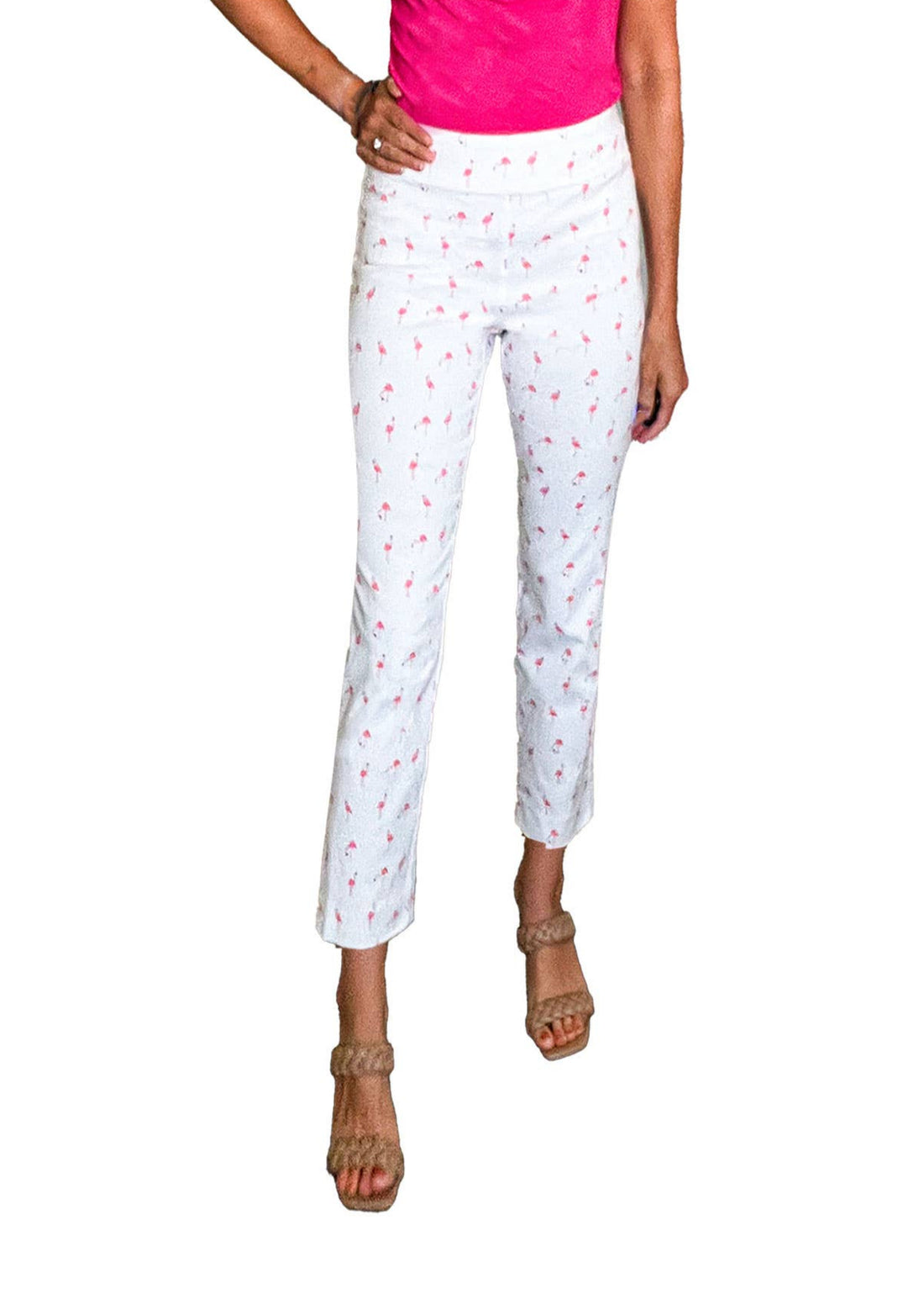 Krazy Larry P507 Pull on Pant - White Flamingo