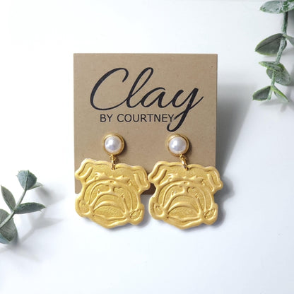 Gold Bulldog Dangle Earring