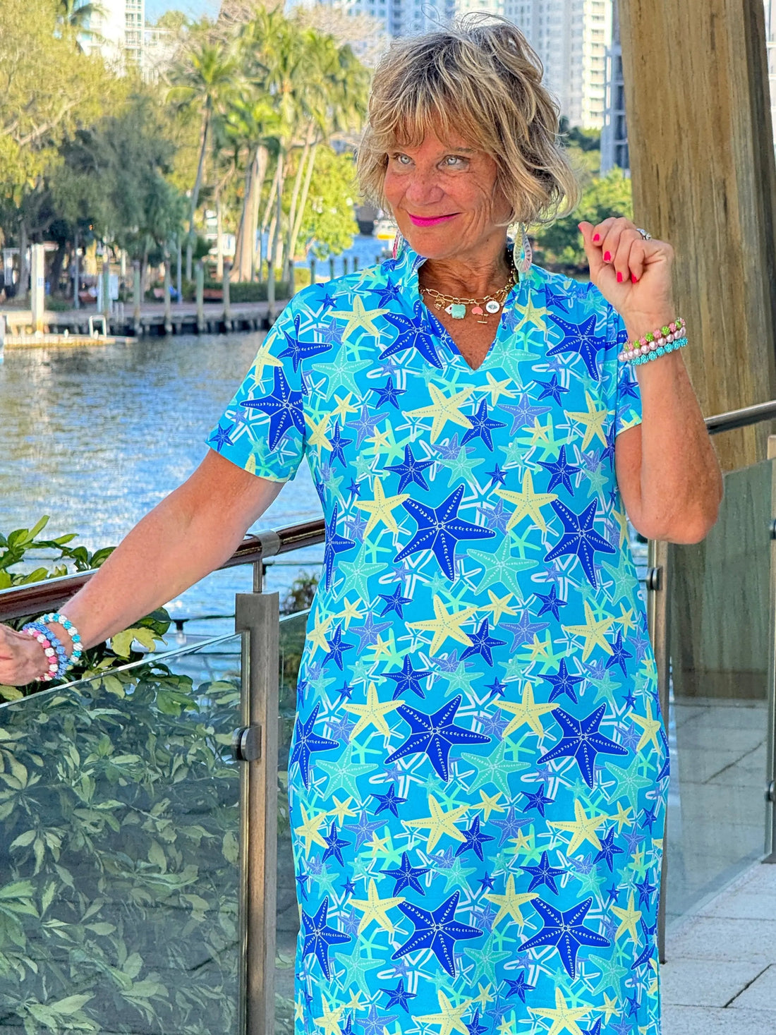 Lulu B | Short Sleeve Dress - Starfish Splash