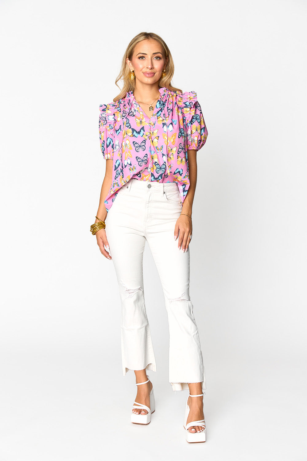 Essie Ruffle Short Sleeve Top - Feelin&