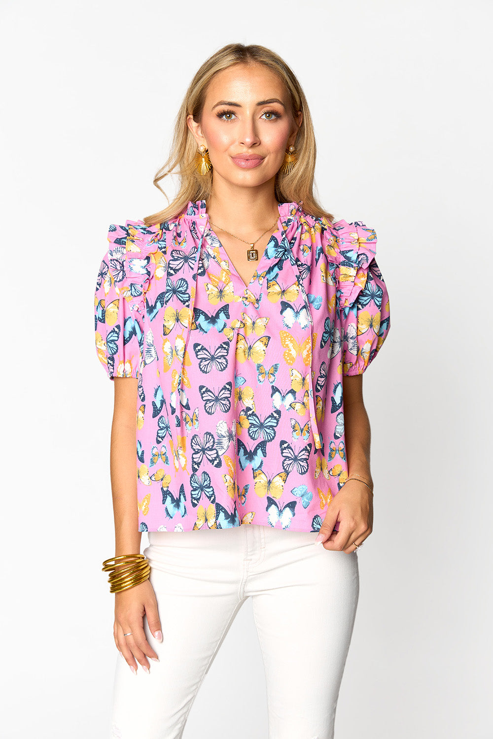 Essie Ruffle Short Sleeve Top - Feelin&