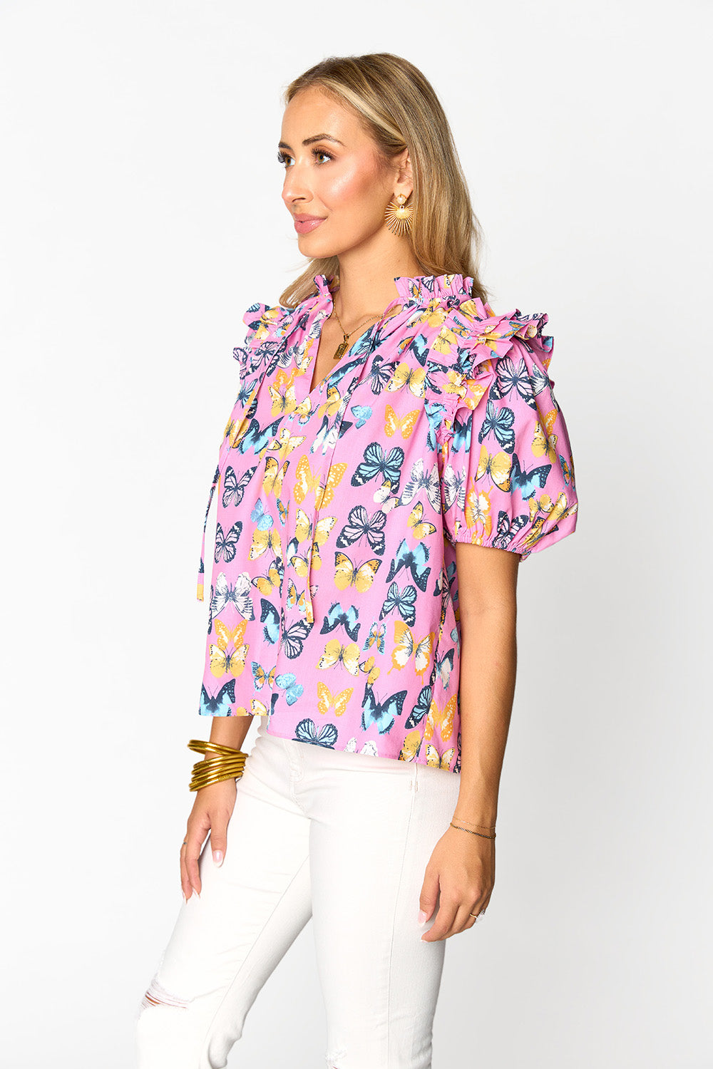 Essie Ruffle Short Sleeve Top - Feelin&