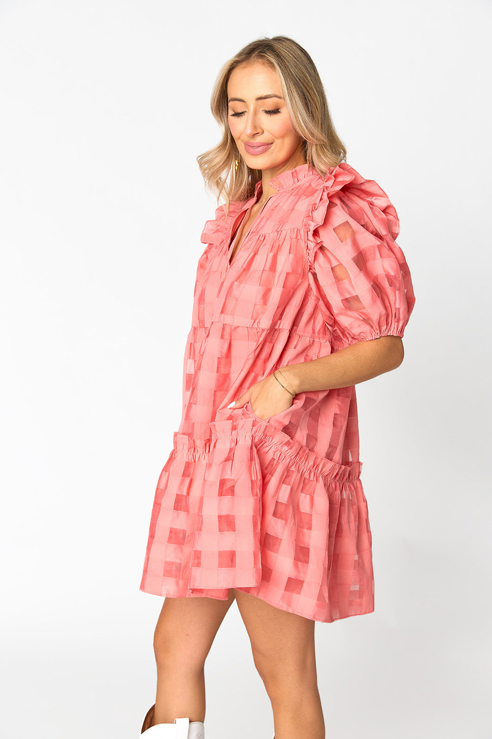 Ensley Short Dress - Coral