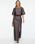 Bigio Gown with Topper in a cafe brown color