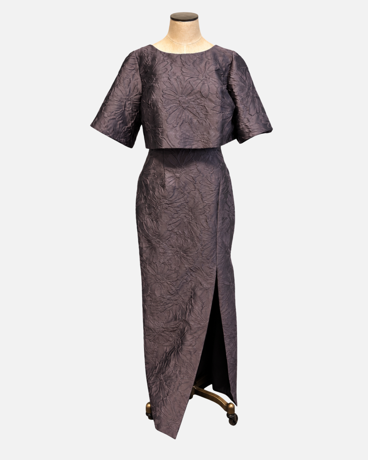 Bigio Gown with Topper in a cafe brown color