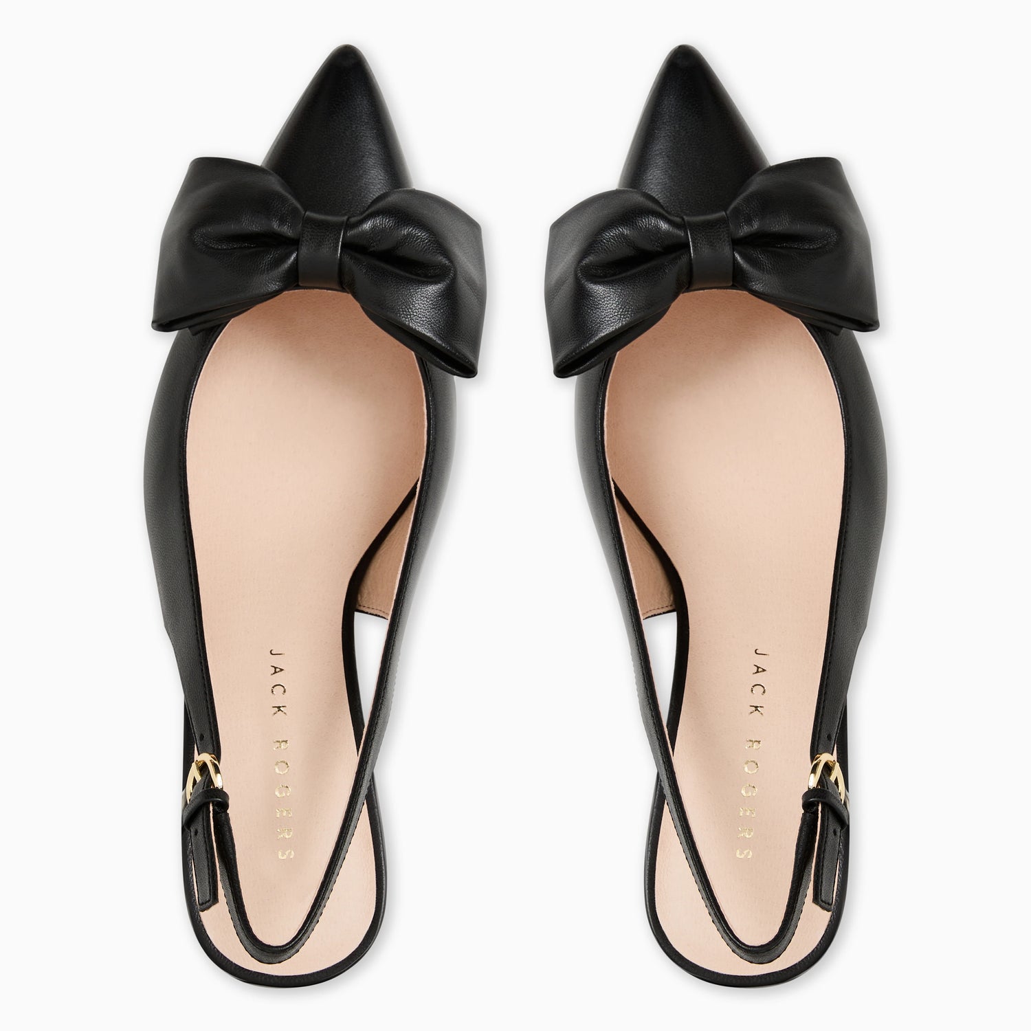 Black bow flats with &