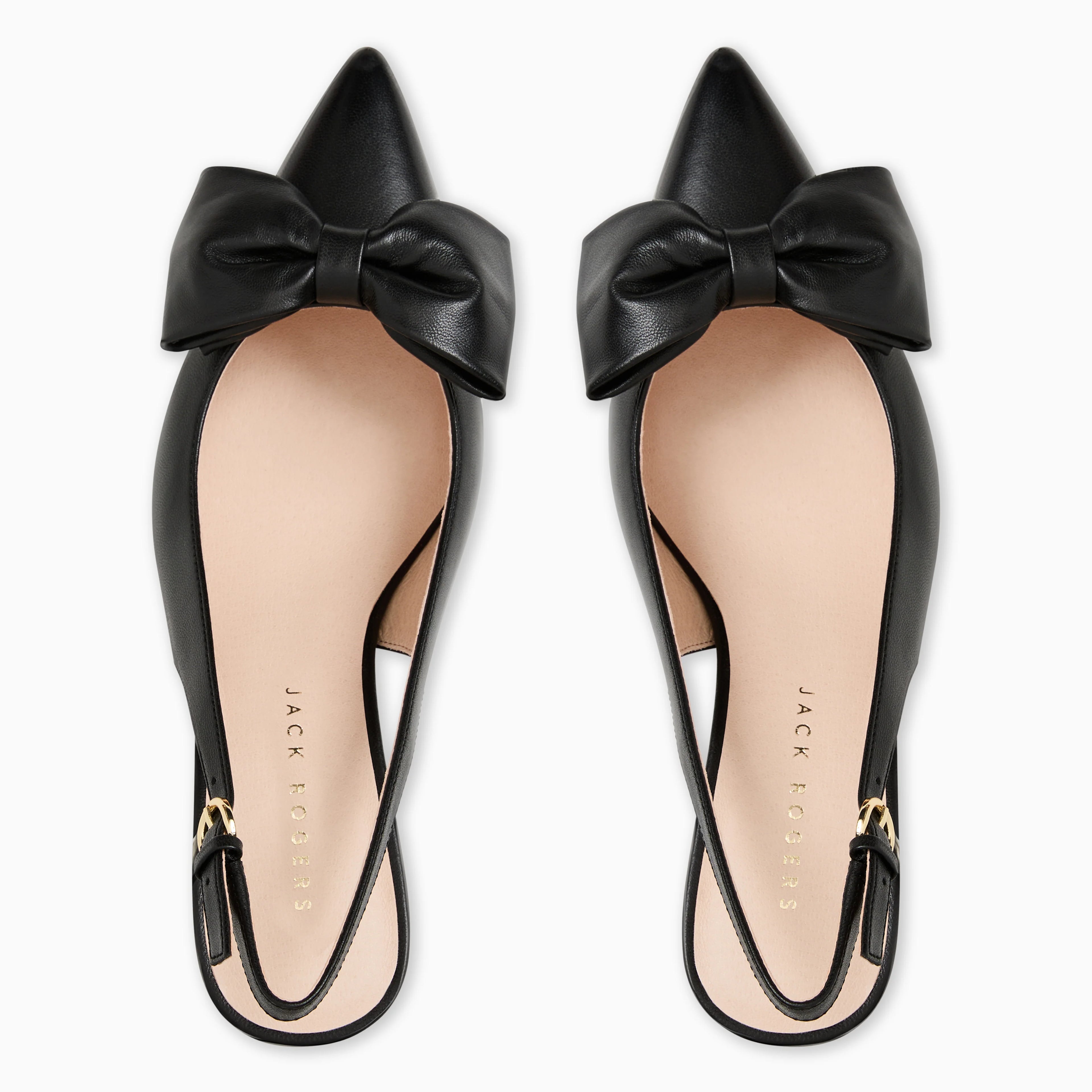 Black bow flats with &
