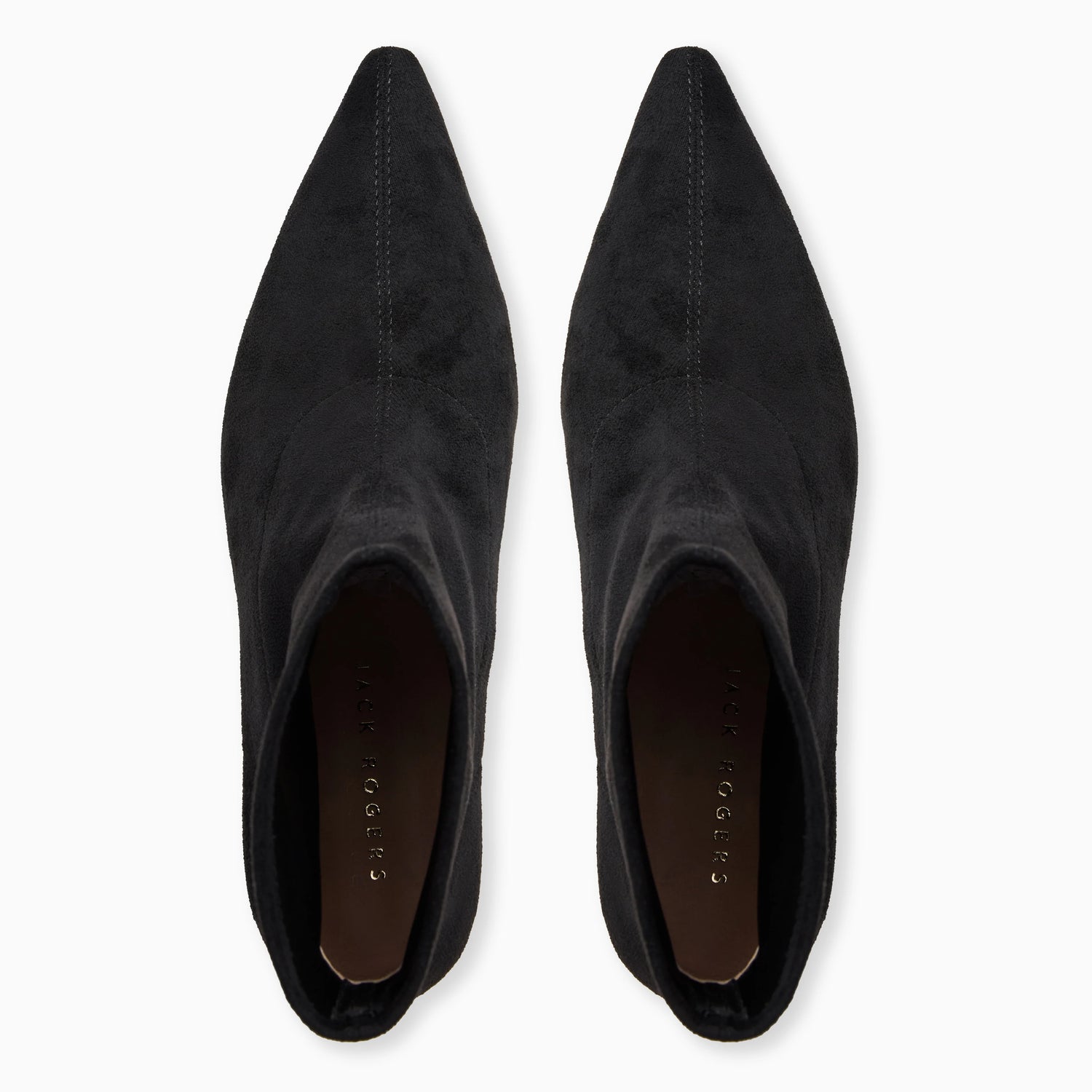 Pair of black pointed-toe shoes on a white background