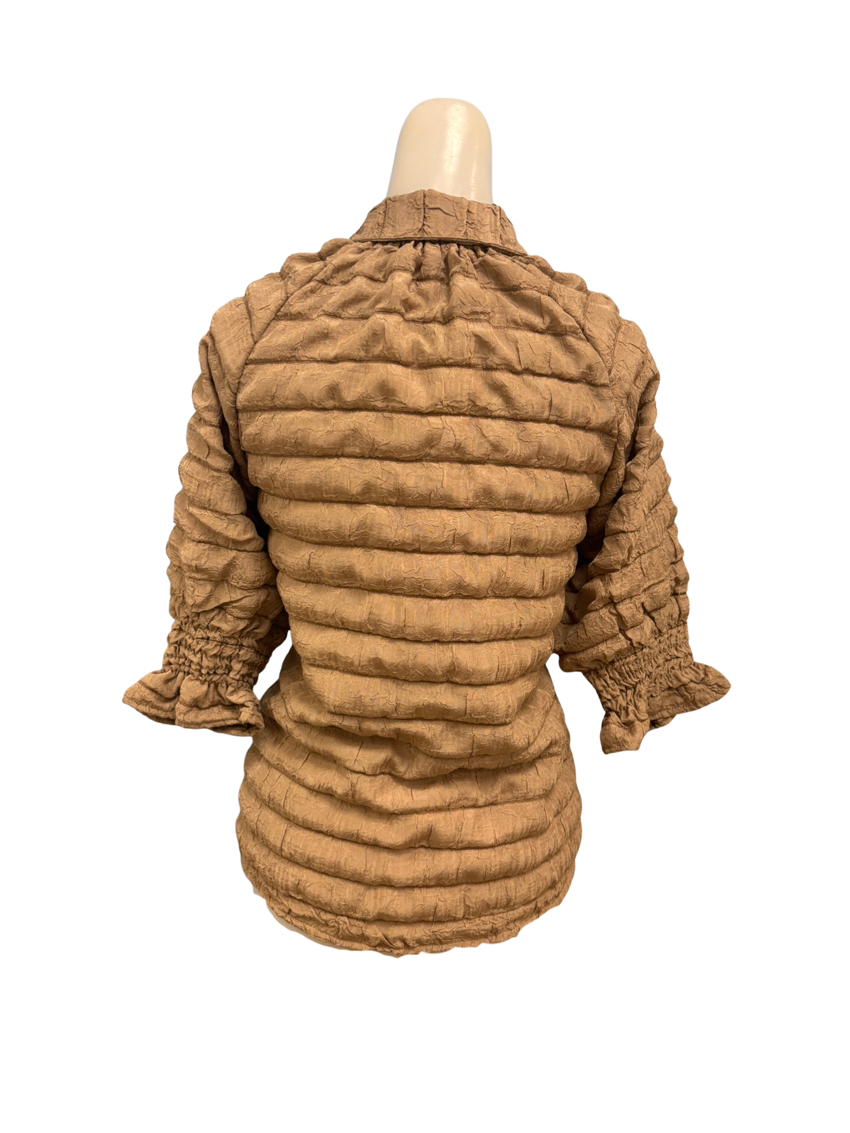 Women blouse beige quilted half sleeve top