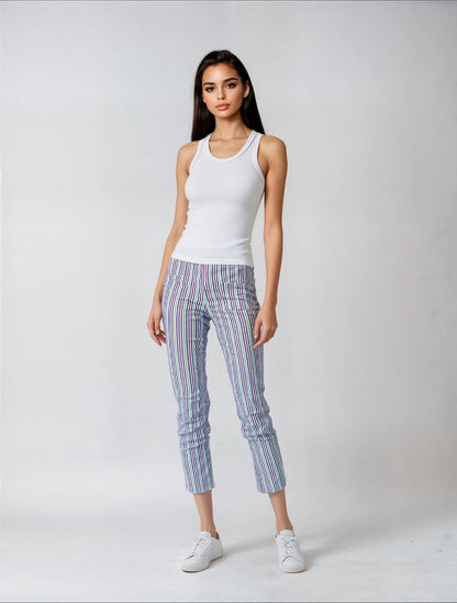 Krazy Larry | Stripe Print Pant - White Multi