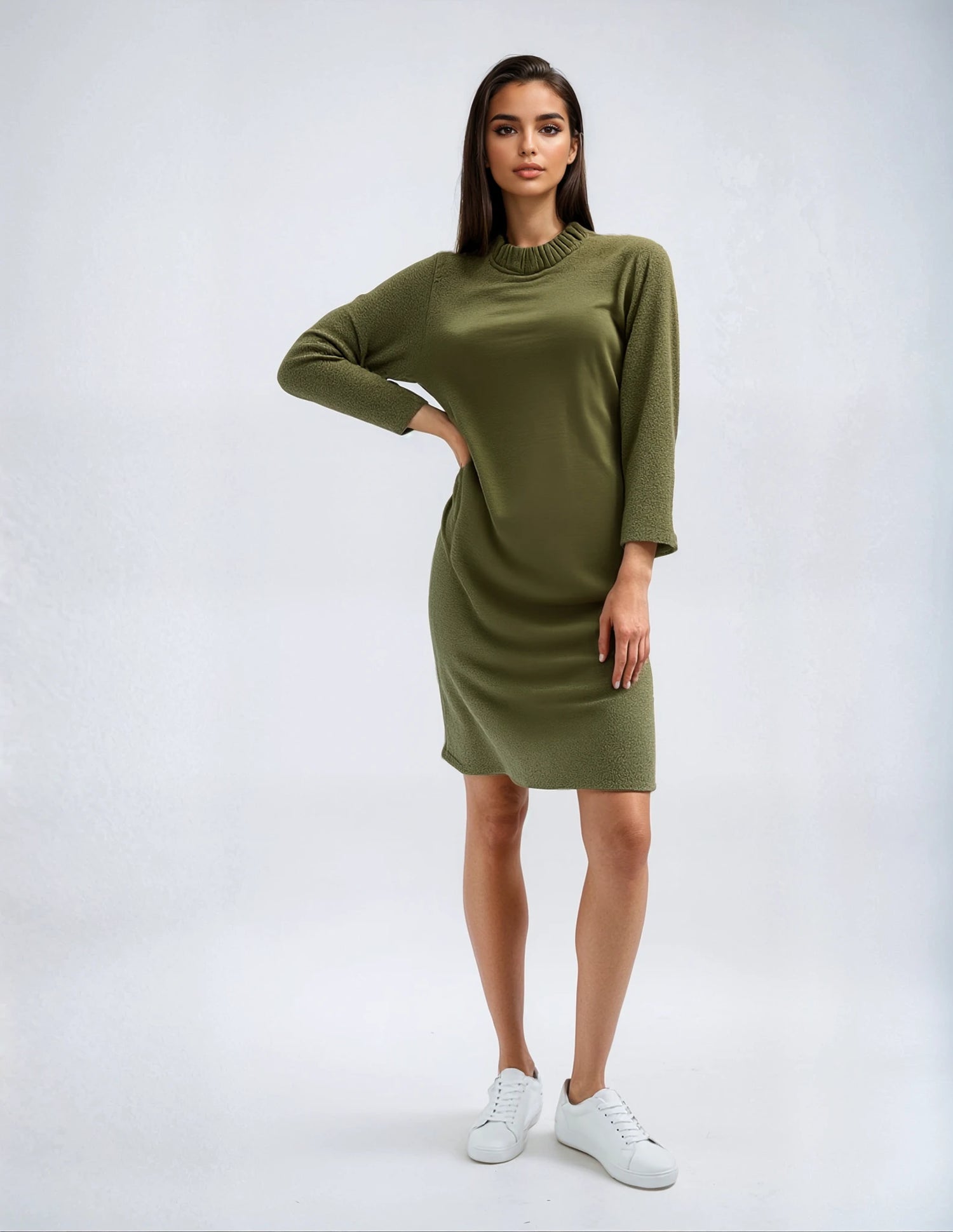 Ruffle Neck Sweater Dress Ruffle Neck Sweater Dress