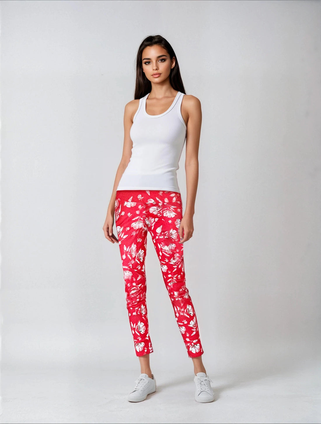 Krazy Larry | Flowers Print Pant - Tangerine