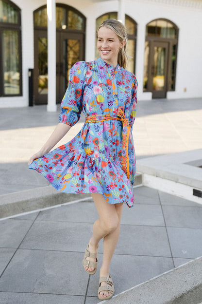 Briton Court | Hazel Dress - Blue Botanical