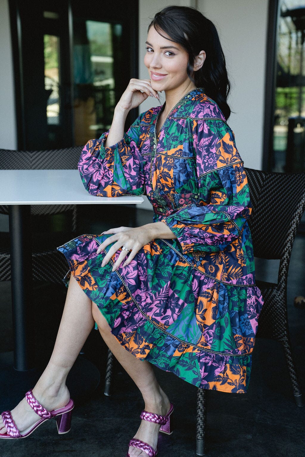 Briton Court | Delaney Colorblock Floral Dress - final sale