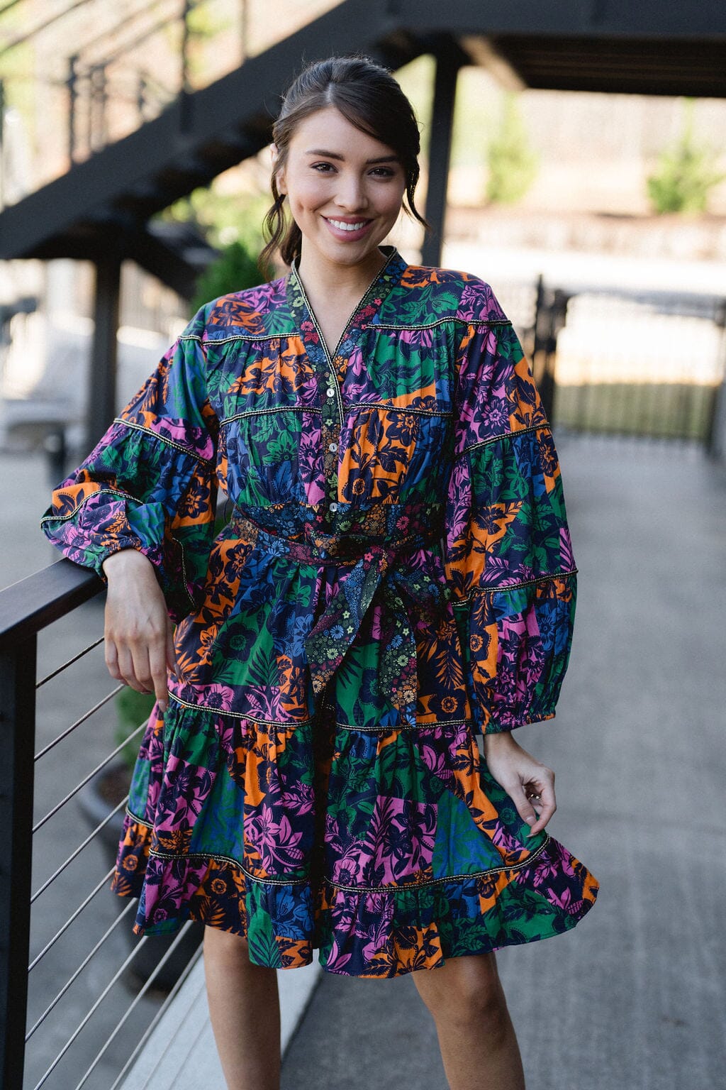 Delaney Colorblock Floral Dress - final sale