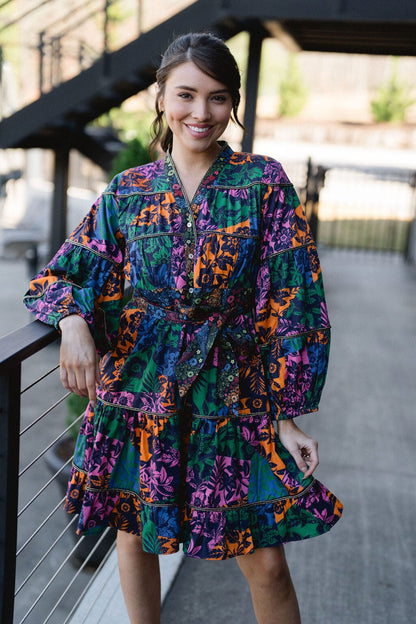 Briton Court | Delaney Colorblock Floral Dress - final sale