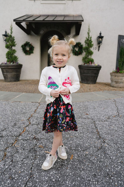 Briton Court | Girls Evelyn Cardigan- Groovy Mushrooms