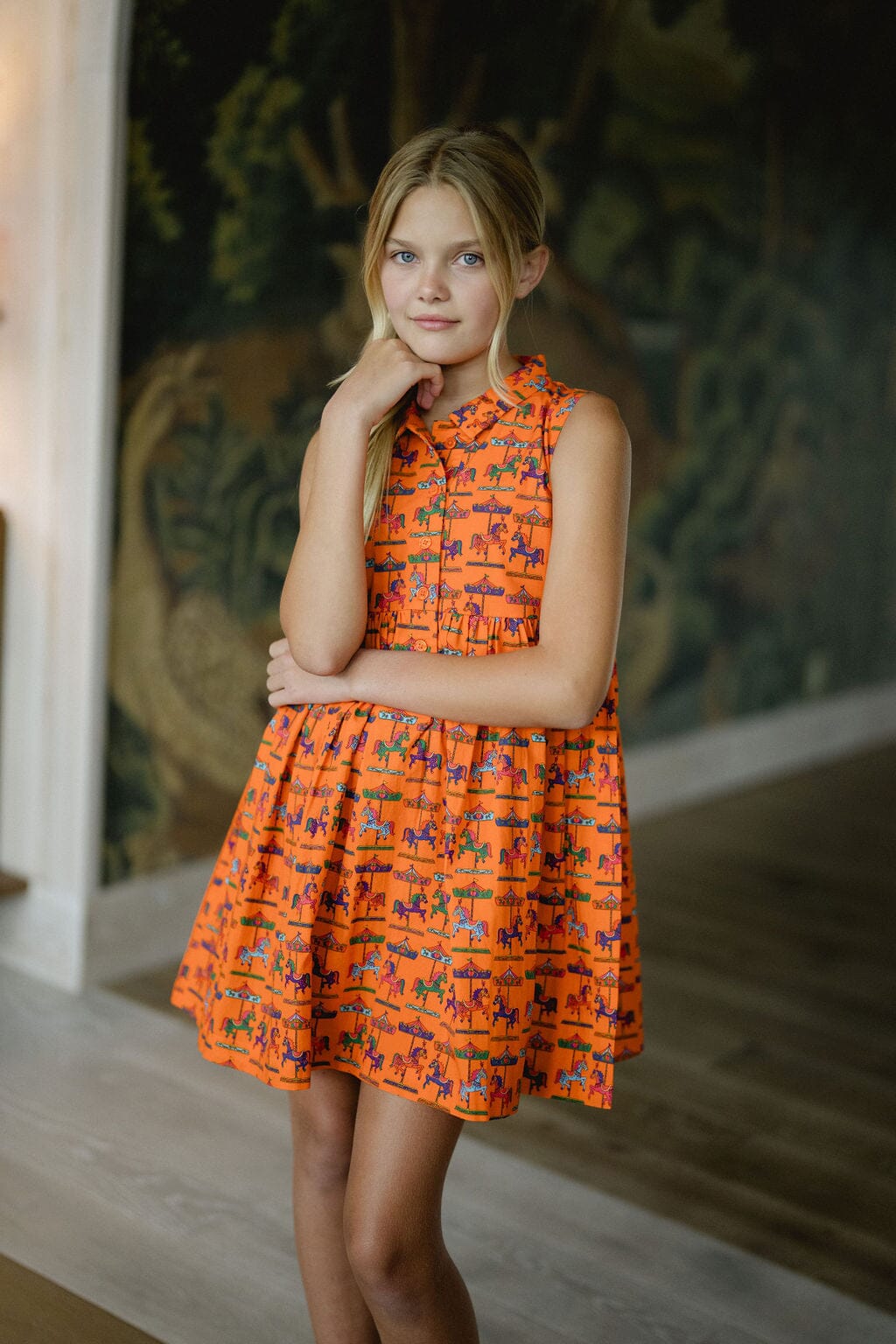 Briton Court | Girls Rachel Dress- Vibrant Orange