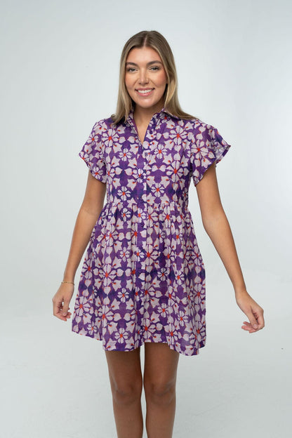 Frenchi Mini Gameday Dress- Purple &amp; Orange