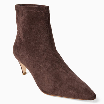 Brown suede ankle boot on a white background