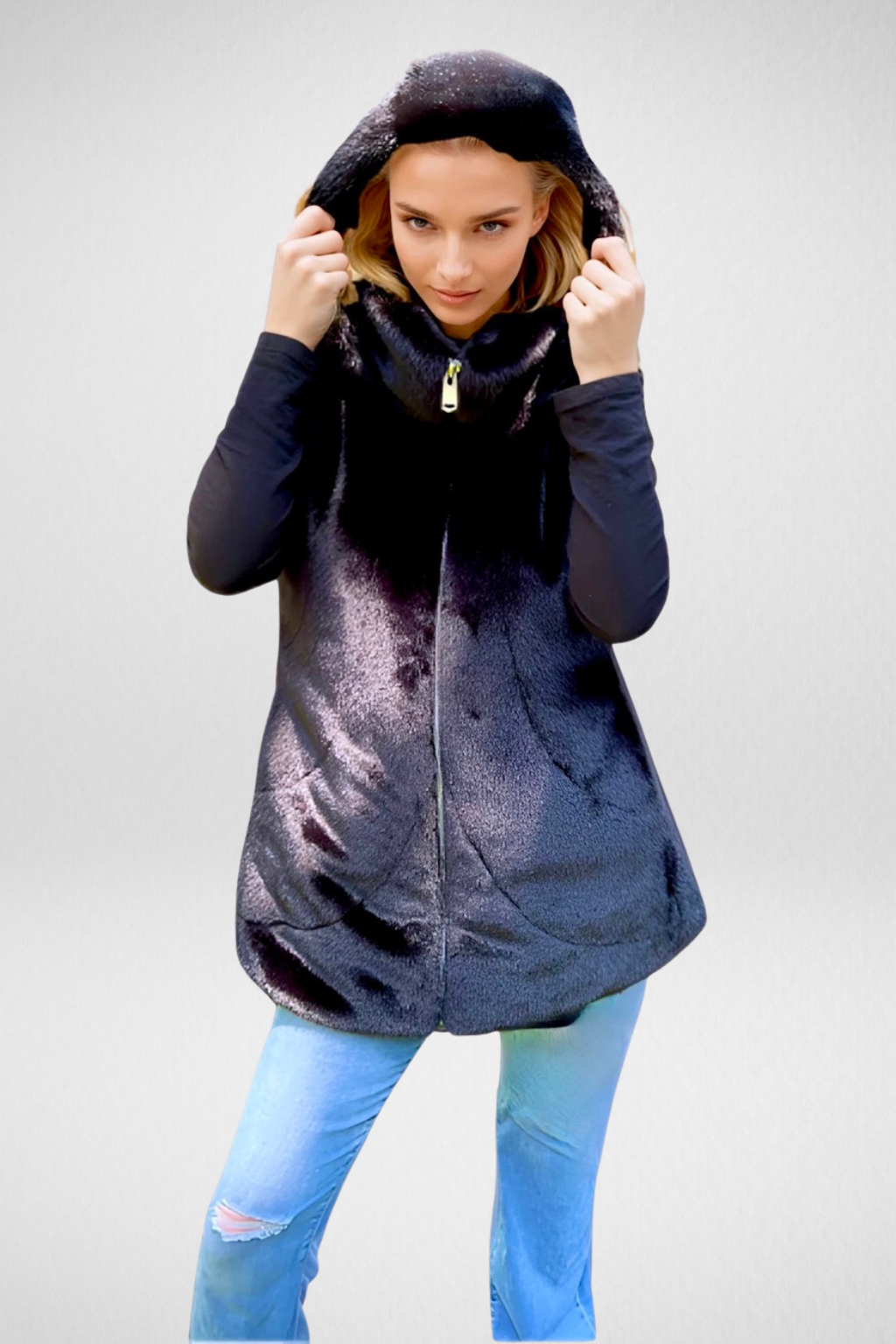 Ciao Milano | Long Faux Fur Vest with Hood