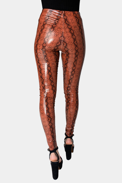 Buddy Love | Mila Patent Vegan Leather Legging - Cognac Snake