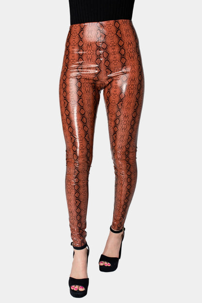 Buddy Love | Mila Patent Vegan Leather Legging - Cognac Snake