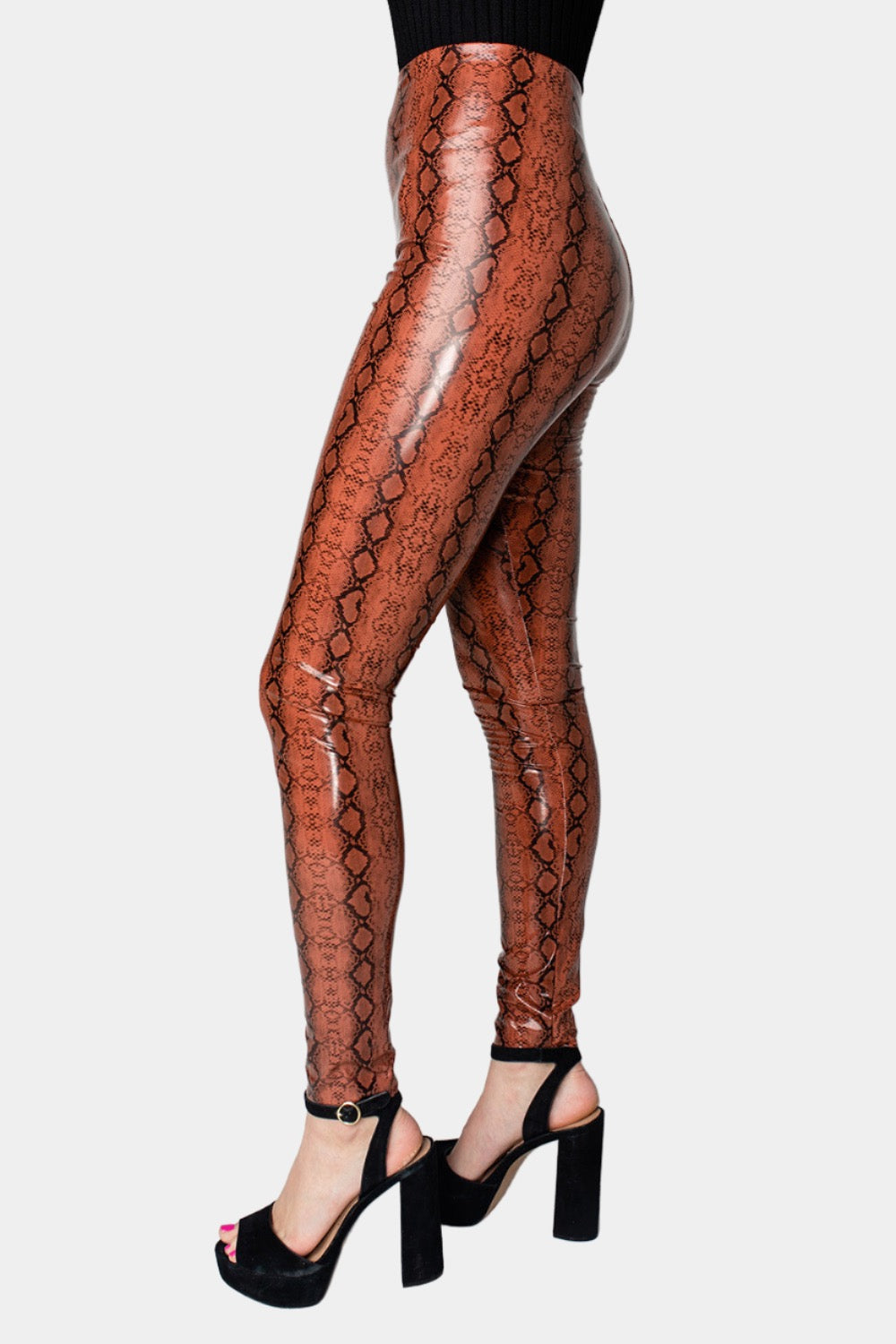 Buddy Love | Mila Patent Vegan Leather Legging - Cognac Snake