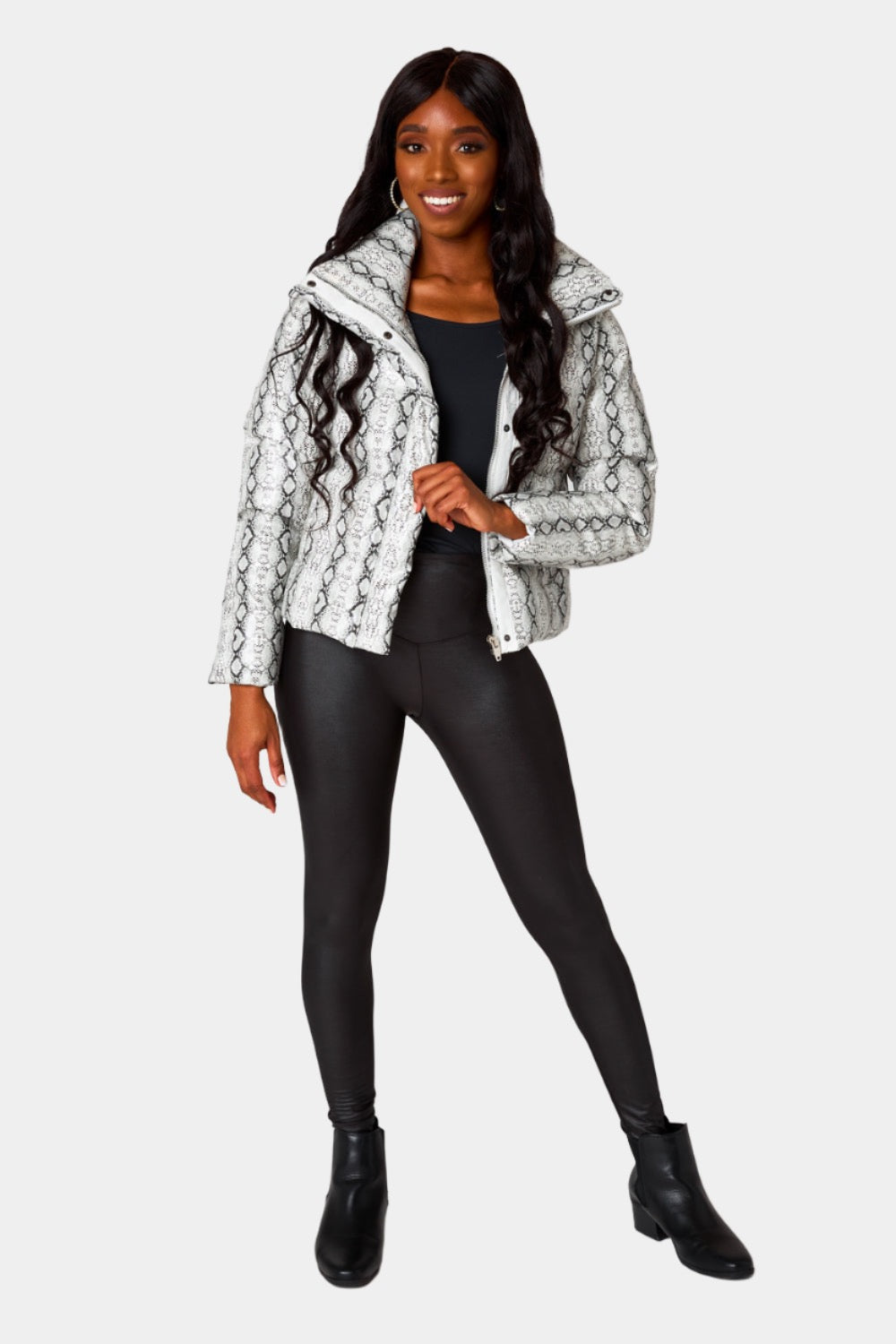 Buddy Love | Addison Puffer Jacket - White Snake