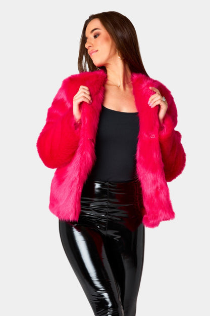 Baddie Faux Fur Jacket - Hot Pink