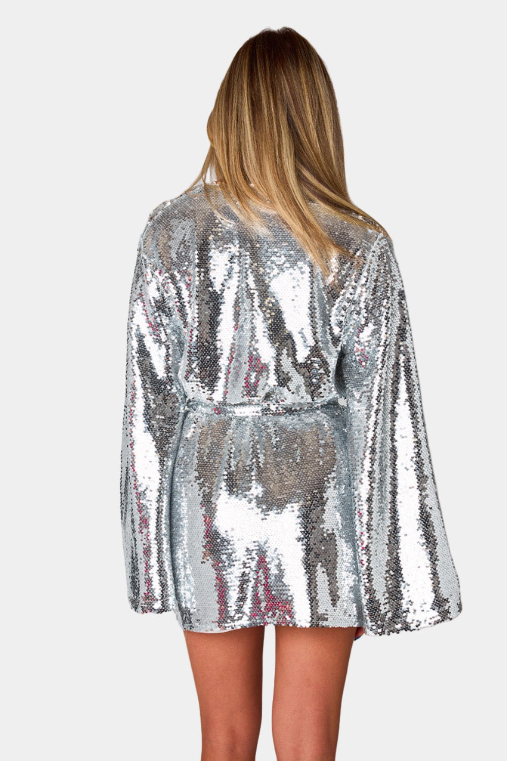 Lynlee Sequin Wrap Dress - Silver