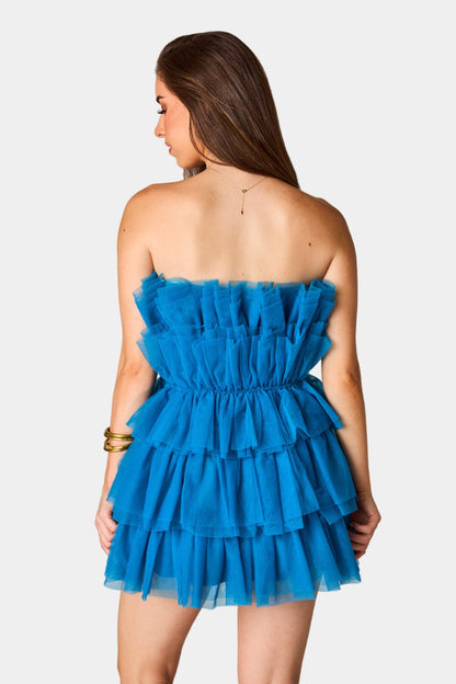 Buddy Love | Powder Puff Strapless Tulle Mini Dress - Indigo