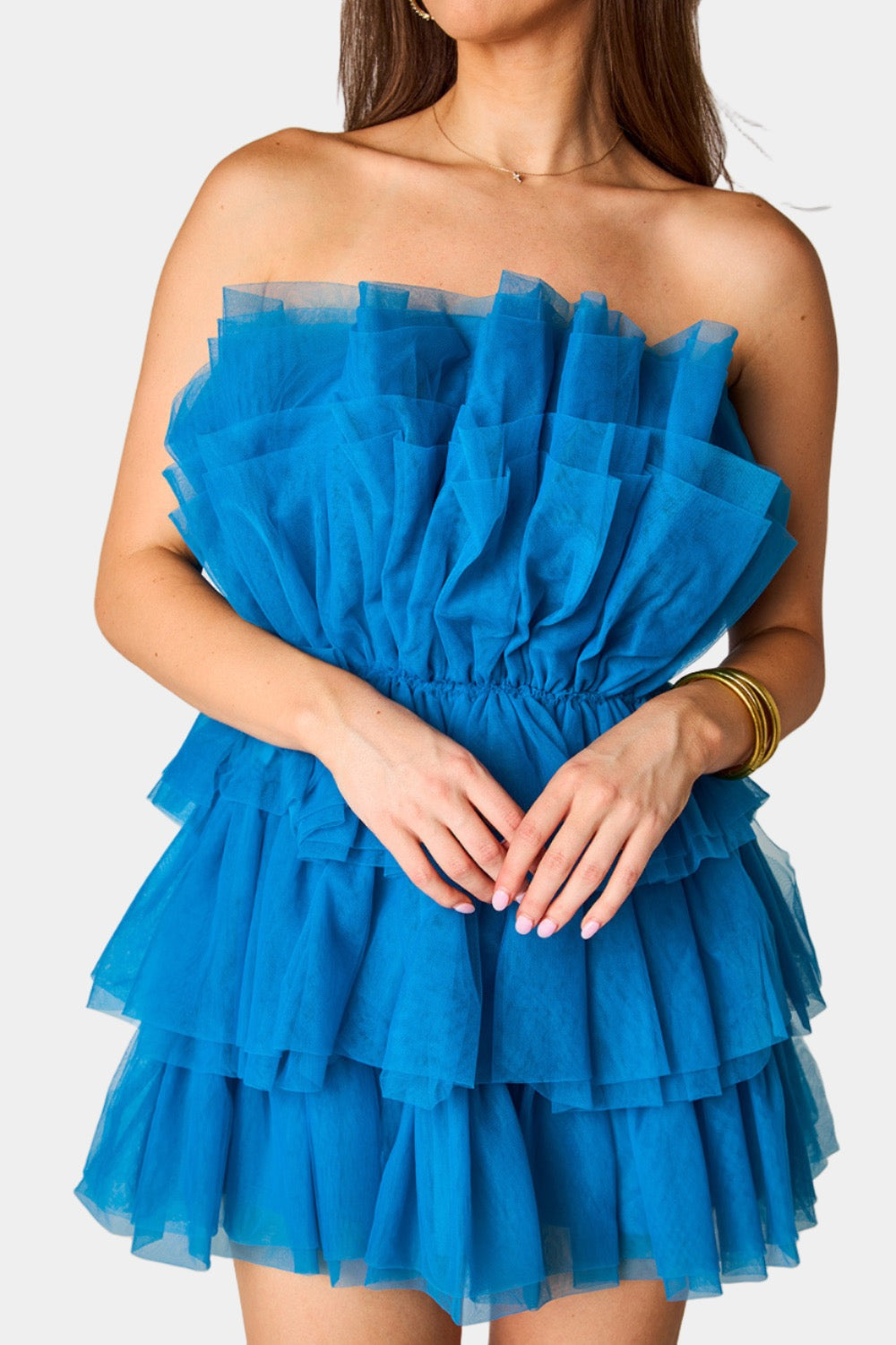 Buddy Love | Powder Puff Strapless Tulle Mini Dress - Indigo