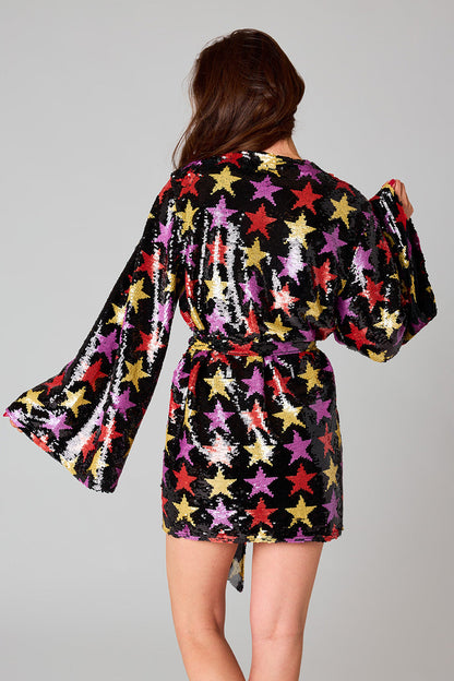 Lynlee Sequin Wrap Dress - Fortune Teller