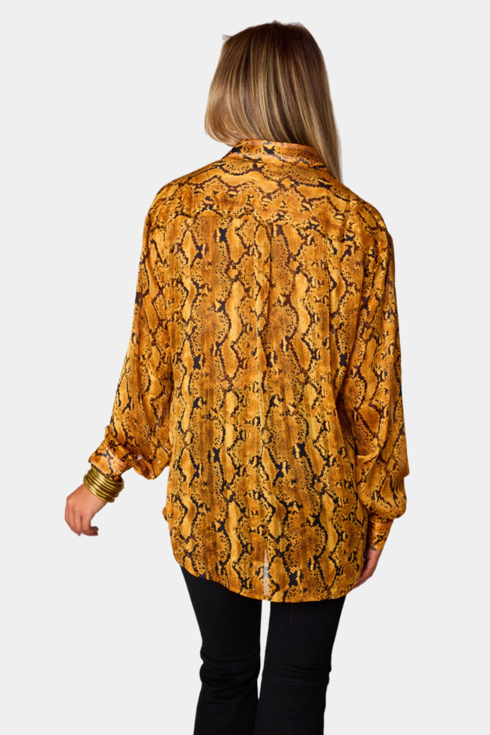 Portia Loose Button Up Top - Snake Charmer