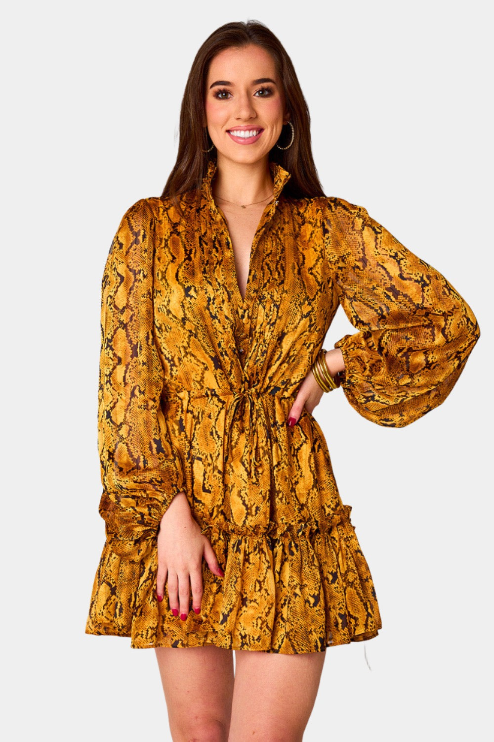 Buddy Love | Grace Long Sleeve Short Dress - Snake Charmer