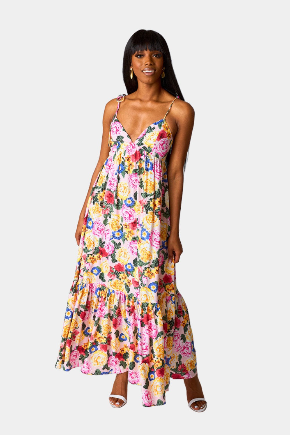 Soleil Tie-Shoulder Maxi Dress - Monet