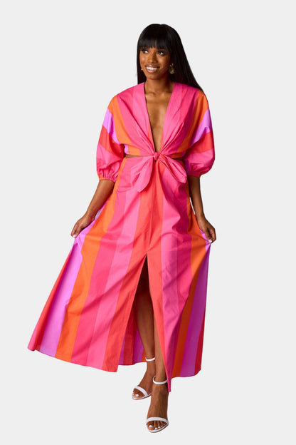 Maxine Cut Out Midi Dress - Candy Paint