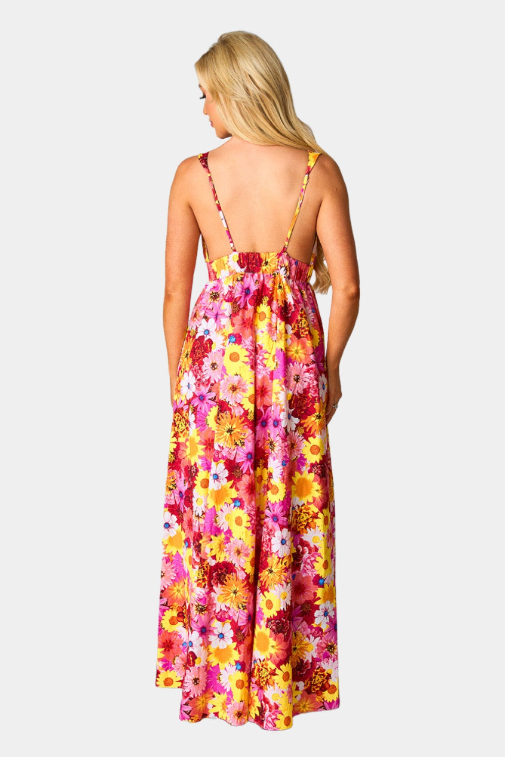 Zena Plunging Neck Maxi Dress - Sunshine