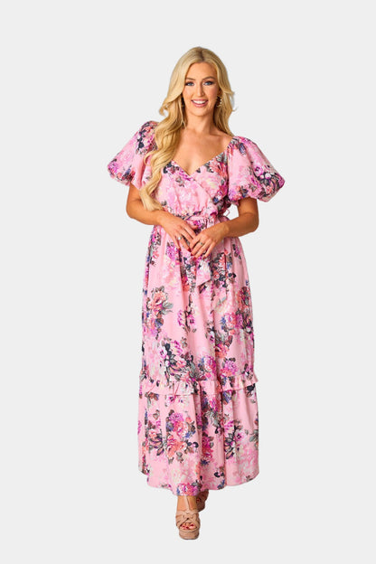 Sydney Puff Sleeve Maxi Dress - Bashful