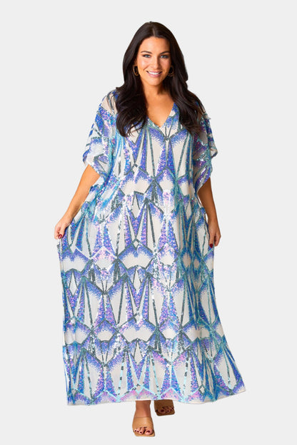 Atlas Sequin Caftan Maxi Dress - Queen of The Sea