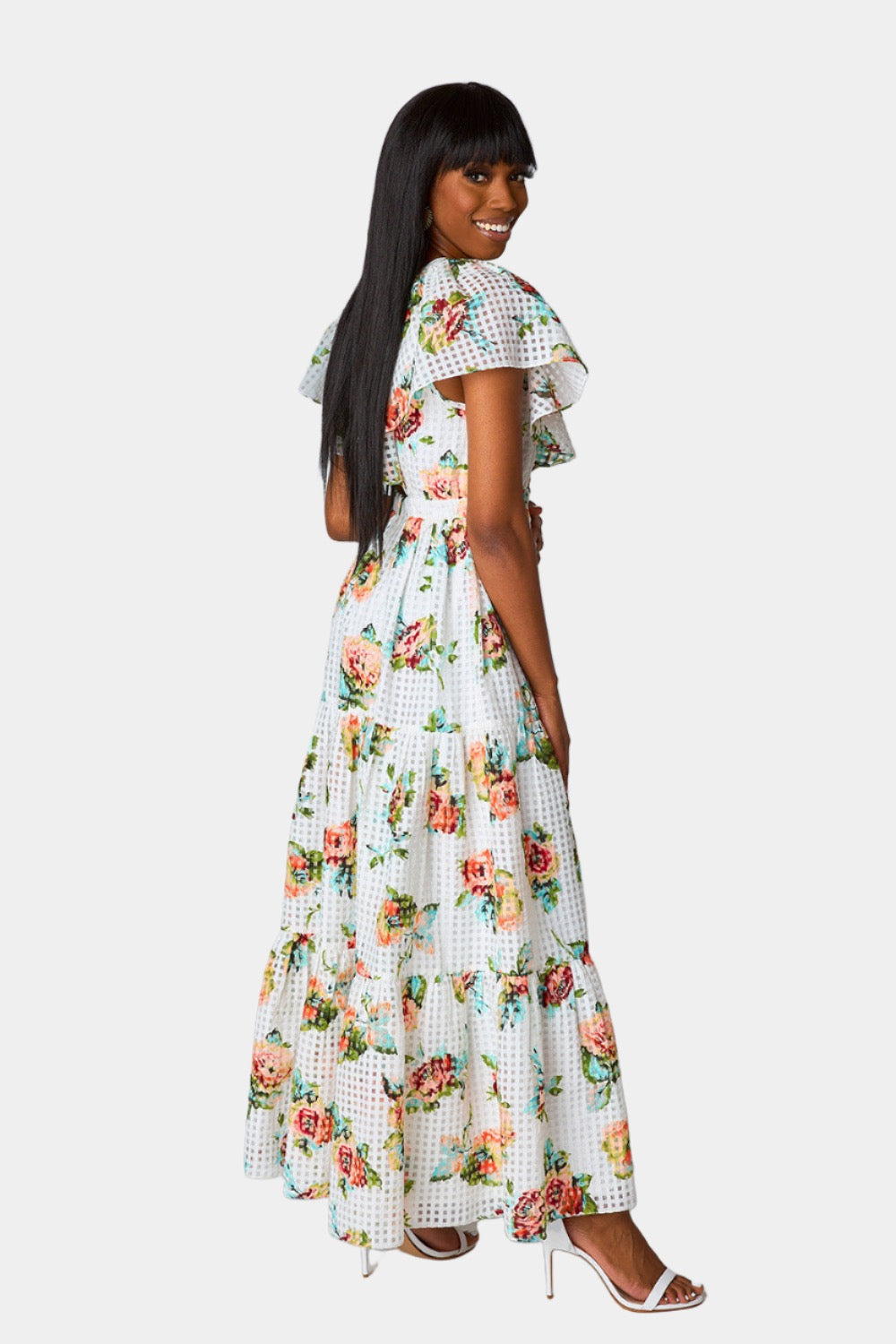 Cece Flutter Sleeve Maxi Dress - Scottish Rose