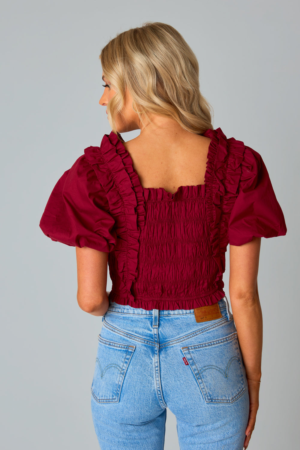 Tandy Puff Sleeve Top - Maroon