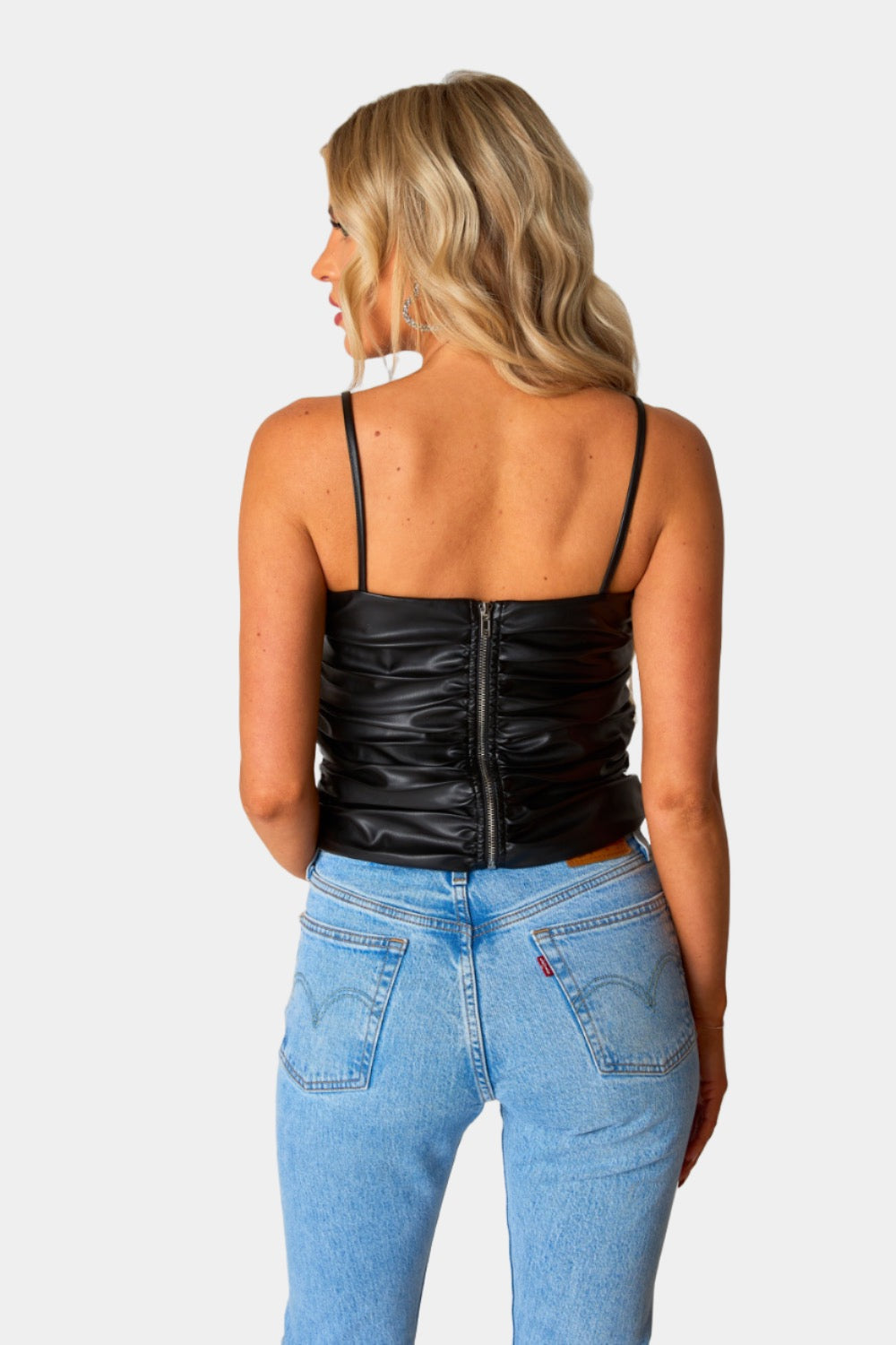 Jolee Vegan Leather Tank Top - Black